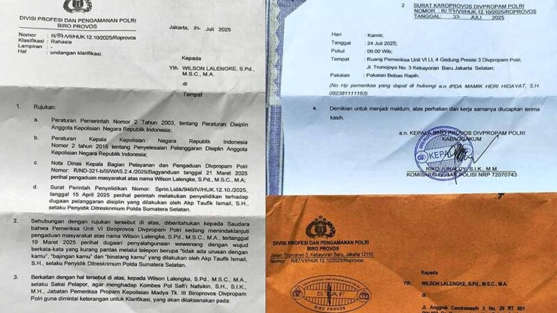 Ketua Umum PPWI Hadiri Panggilan Divpropam Polri Terkait Dugaan Pelanggaran Etika oleh Anggota Polda Sumsel