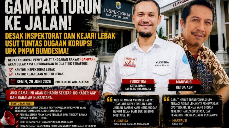 GAMPAR Desak Penuntasan Dugaan Penyimpangan UPK di Lebak