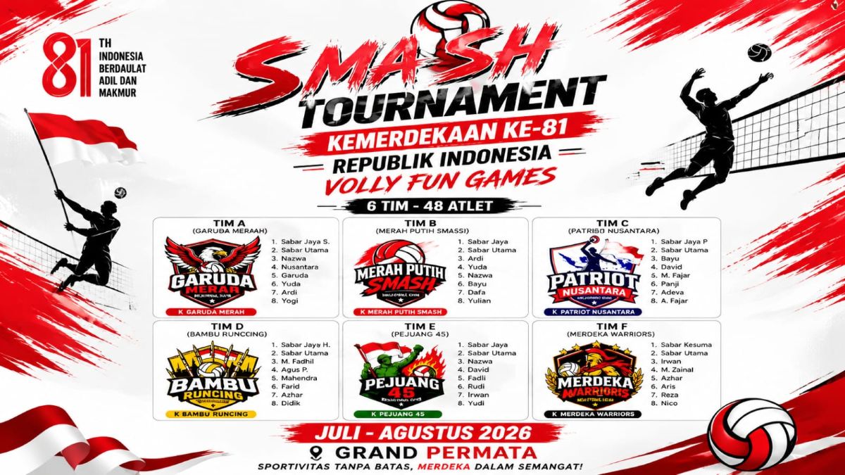 Turnamen Voli HUT ke-81 RI Grand Permata Pererat Warga